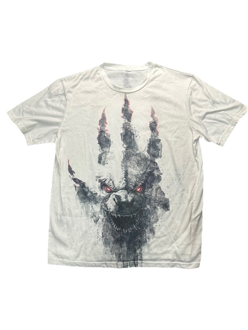 Horror Werewolf Wolf Face Graphic T Shirt White Double Sided Mens Medium Goth